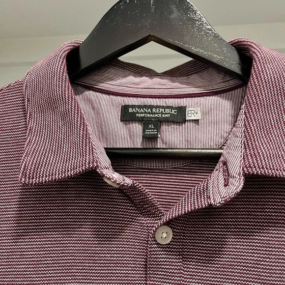 Banana Republic Performance Knit burgundy/white collared polo XL mens - Picture 3 of 4